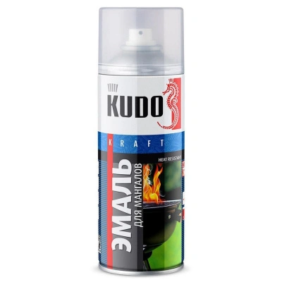Краска аэрозольная Kudo, термостойкая, для мангалов, черный, 520 мл