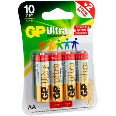 Батарейка алкалиновая GP Ultra Alkaline LR6 15AUGLNEW-2CR4 / AА, 1,5V (4 шт)