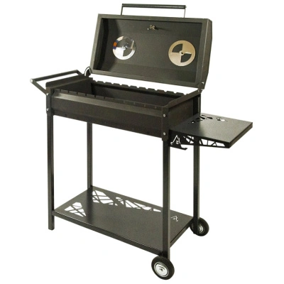 Стационарный мангал-гриль Royalgrill 80-278, 102х39х91 см, черный (с дровницей, столиком, термометром) купить в отделе магазина Экономстрой