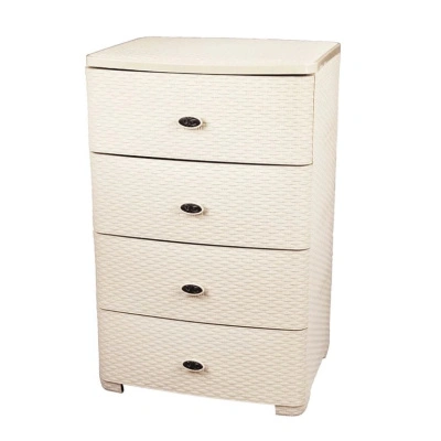 Комод "Плетенка", широкий, слоновая кость, 4-х секционный купить в отделе магазина Экономстрой