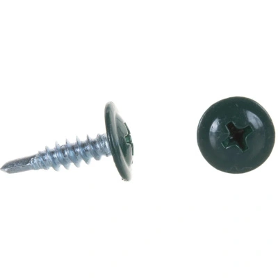 Саморез по металлу с прессшайбой со сверлом RAL 6005, темно-зеленый, 4,2x16 мм (35 шт) купить в отделе магазина Экономстрой
