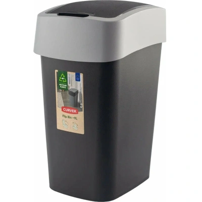 Контейнер для мусора CURVER FLIP BIN, чёрный/серый, 9 л, 02170-Y09-00 купить в отделе магазина Экономстрой