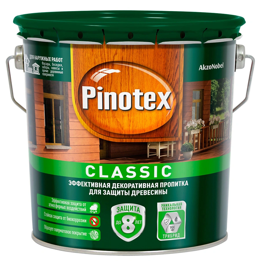 Антисептик Pinotex CLASSIC бесцветный для наружных работ  2,7л от магазина Экономстрой