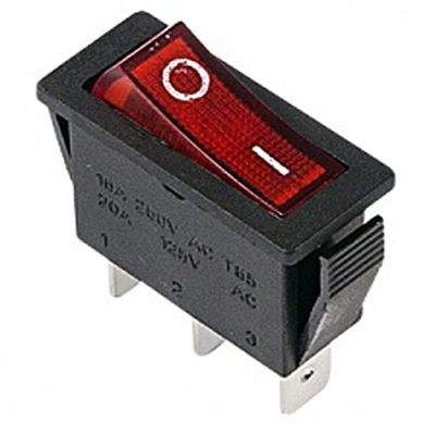 Выключатель клавишный 250 V 15 А (3с) ON-OFF красный с подсветкой (RWB-404, SC-791)