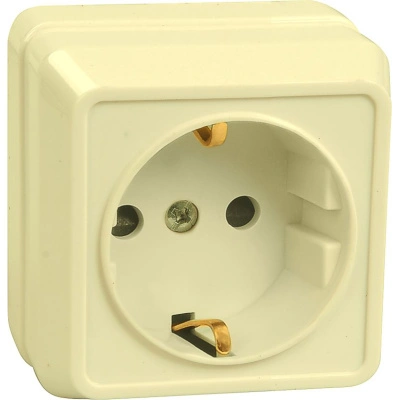 Розетка с заземлением 16А о/у кремовая РС20-3-ОКм ОКТАВА купить в отделе магазина Экономстрой