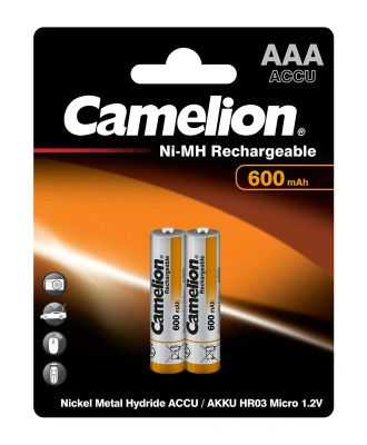 Аккумулятор Camelion AAA Ni-Mh BL-2 LR3, 600mAh, 1,2V (2 шт)