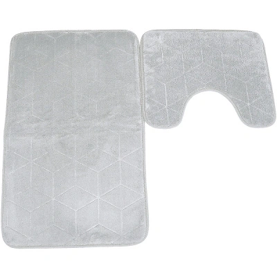 Комплект ковриков для ванной комнаты Blabar Diamant, микрофибра, 50х80 см, 40х50 см, светло-серый купить в отделе магазина Экономстрой