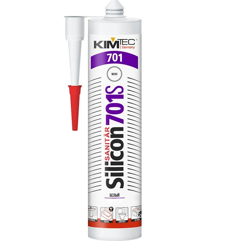 Герметик силиконовый KimTek 701S, санитарный, белый, 280 мл купить в отделе Герметики магазина Экономстрой