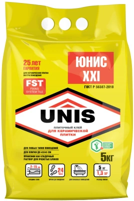 Клей плиточный Unis ХХI, 5 кг купить в отделе магазина Экономстрой