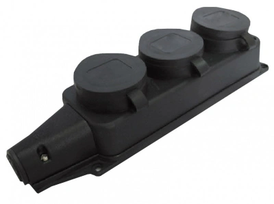 Розетка трёхместная с защитными крышками (91699), IP44, ЭРА купить в отделе магазина Экономстрой