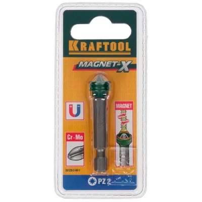 Бита с магнитным держателем-ограничителем E1/4", PZ2, 50 мм, Kraftool Еxpert, S2, 26129-2-50-1 купить в отделе магазина Экономстрой