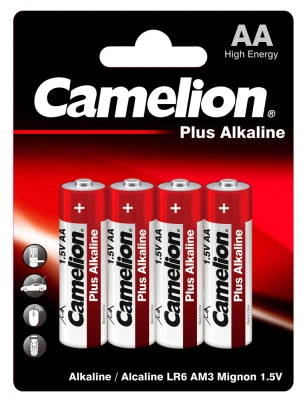 Батарейка алкалиновая Camelion LR6-4BL Plus Alkaline / АА, 1,5V (4 шт)