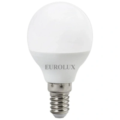 Лампа светодиодная Eurolux LL-E-G45-7W-230-4K-E14, шар, E14 G45 7Вт 560Лм 4000К, нейтральный белый свет, 76/2/6 купить в отделе магазина Экономстрой