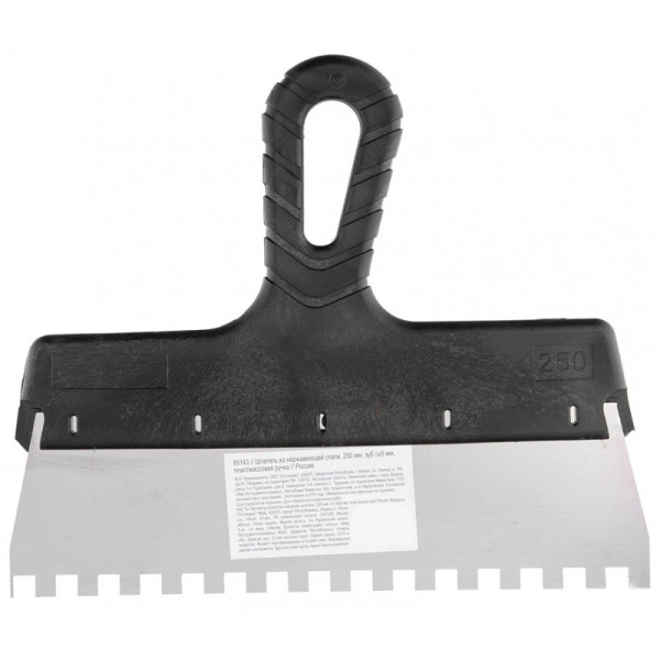 Шпатель зубчатый Sparta, пластмассовая ручка, зуб 8х8 мм, 250 мм купить в отделе Шпатели фасадные магазина Экономстрой