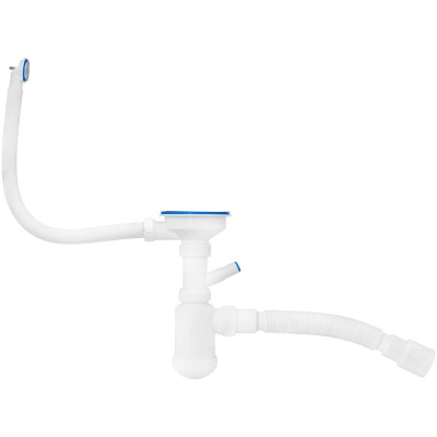 Сифон для кухни MasterProf, 3 1/2"х40 (нержавеющая глубокая чаша, 2 перелива, отвод стиральной машины) с гибкой трубой, 40х40/50 купить в отделе магазина Экономстрой