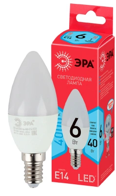 Лампа светодиодная Эра Red Line LED B35-6W-840-E14 R E14 / Е14, свеча, 6 Вт, 480lm 4000К, Б0051057 купить в отделе магазина Экономстрой