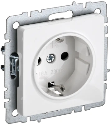 Розетка с заземлением BRITE IEK, белая, BR-R11-16-K01 купить в отделе магазина Экономстрой