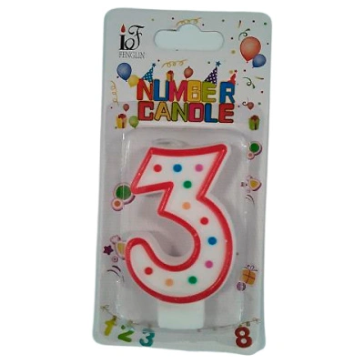 Свеча для торта, 6,5 см, цифра 3