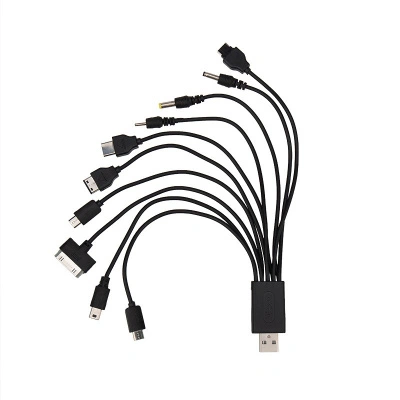 Кабель USB, 10 в 1, 5P/5P/DC2.0/micro USB/DC4.5/DC3.5/Samsung G600/iPhone4/micro USB