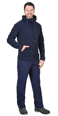 Куртка флисовая с капюшоном Сириус Меркурий, темно-синяя, р. (М) 104-108/170-176