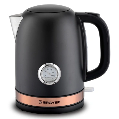 Чайник электрический Brayer Strix, 2200Вт, черный, 1,7 л