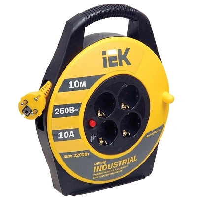 Катушка УК10 с термозащитой 4 гнезда 2Р+PЕ/10м 3х1,5 мм2 IP20 "Industrial" ИЭК купить в отделе магазина Экономстрой