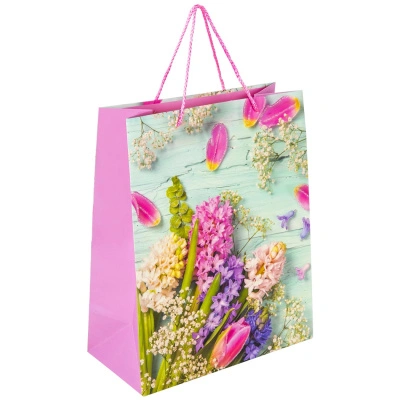 Пакет подарочный (1 штука) 26x13x32 см, Золотая сказка Spring Flowers, глиттер, розовый, 608247 купить в отделе магазина Экономстрой