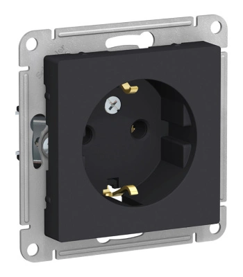 Розетка 2Р+Е с заземлением, карбон Atlas ATN001043 купить в отделе магазина Экономстрой