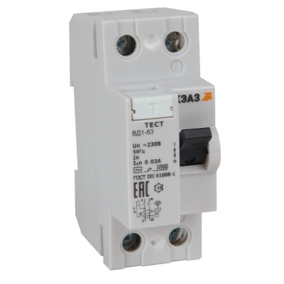 Выключатель дифференциального тока (УЗО) КЭАЗ ВД1-63-2225-АС-УХЛ4, 2P, 25А, 30mA, тип AC, 318459