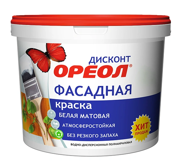 Краска (6502) ВД ОРЕОЛ ДИСКОНТ фасадная 13кг купить в отделе Фасадные магазина Экономстрой