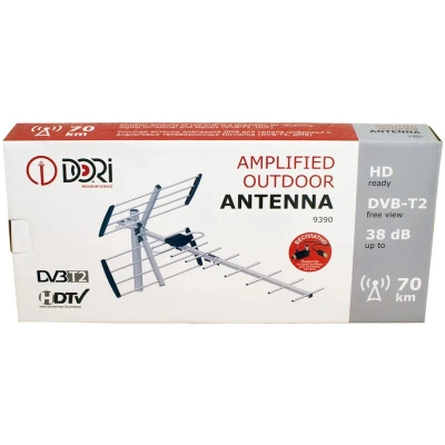 Антенна наружная активная Dori, цифровое TV, 9390, 38 дб, с усилителем и инжектором в комплекте, до 70 км купить в отделе магазина Экономстрой