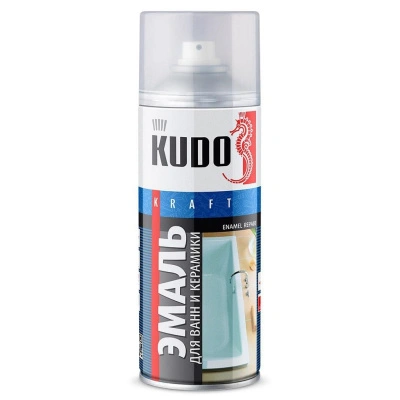 Эмаль аэрозольная для ванн Kudo KU-1301, белая глянцевая, 520 мл