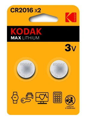 Батарейка литиевая Kodak Мax Lithium CR2016 BL2, 3V (2 шт)