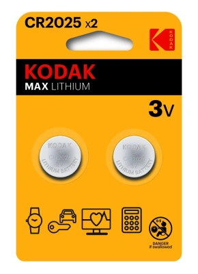 Батарейка литиевая Kodak Мax Lithium CR2025 BL2, 3V (2 шт)
