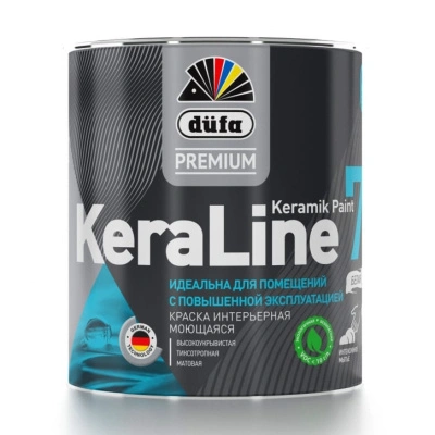 Краска для стен и потолков моющаяся Dufa Premium KeraLine Keramik Paint 7, база 1, матовая белая, 0,9 л