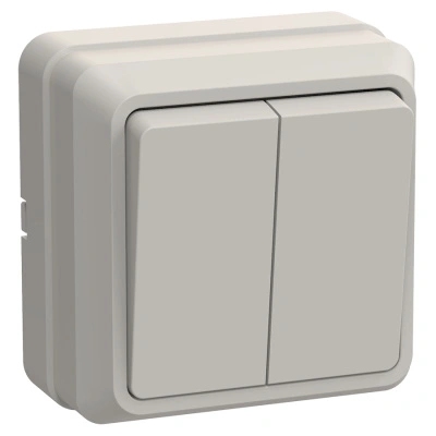 Выключатель 2 клавишный IEK, Октава, ВС20-2-0-ОКм, бежевый