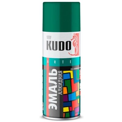 Краска аэрозольная универсальная алкидная Kudo KU-1007 (темно-зеленая; RAL 6016), 520 мл