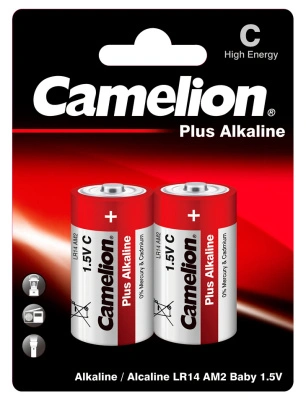 Батарейка алкалиновая Camelion LR14-2BL Plus Alkaline / C, 1,5V (2 шт)