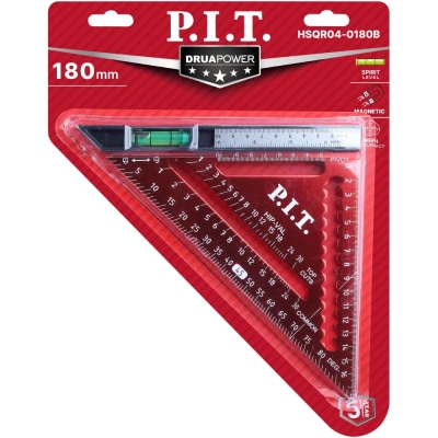 Угольник метрический P.I.T., Свенсона, плотницкий, с пузырьковым уровнем, 180 мм купить в отделе магазина Экономстрой