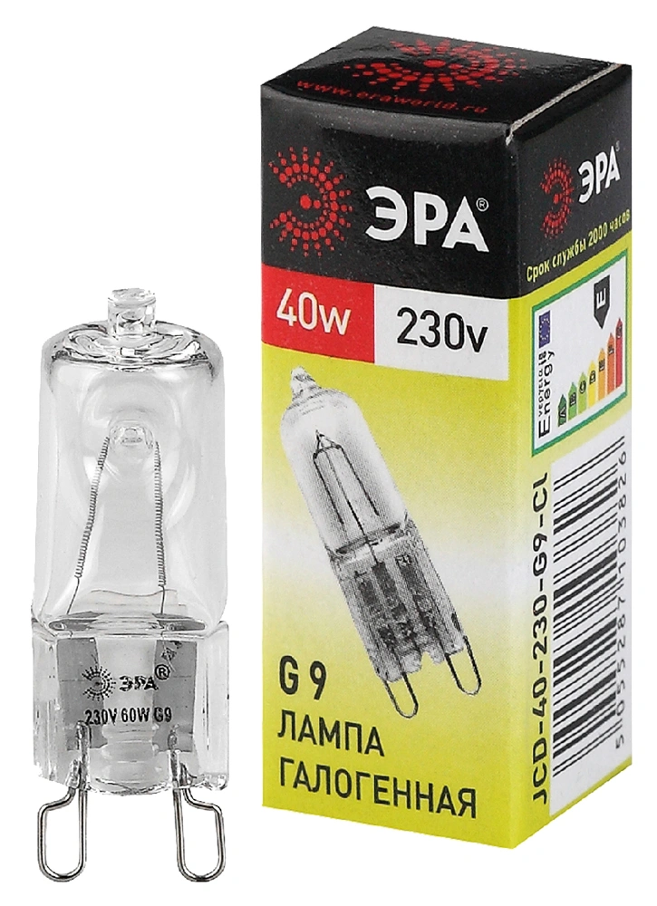 Лампа галогенная Эра G9-JCD-40W-230V-CL 600lm 3000К, C0027378 купить в отделе Лампочки галогенные магазина Экономстрой
