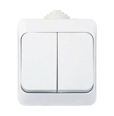Выключатель 2 клавишный открытой установки Белый IP44 Этюд Schneider Electric BA10-042B купить в отделе магазина Экономстрой