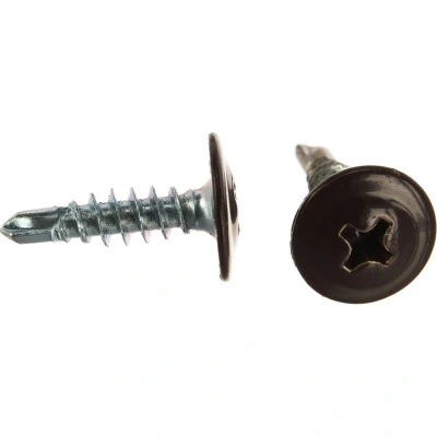 Саморез по металлу с прессшайбой со сверлом RAL 8017, темно-коричневый, 4,2x16 мм (35 шт) купить в отделе магазина Экономстрой
