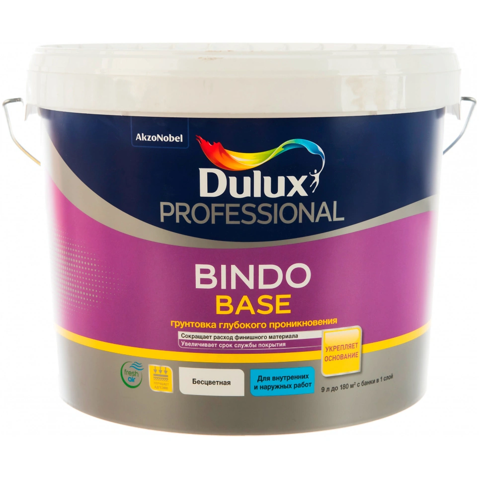 картинка Грунтовка Dulux Bindo Base глубокого проникновения для наружных и внутренних работ, 10 л от магазина Экономстрой
