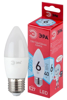 Лампа светодиодная Эра Red Line LED B35-6W-840-E27 R Е27 / E27, свеча, 6 Вт, 480lm 4000К, Б0050232 купить в отделе магазина Экономстрой