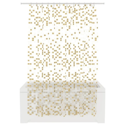 Штора для ванной Fora Peva Pixel, 200х180, белая, золотая, FOR-PV03 купить в отделе магазина Экономстрой