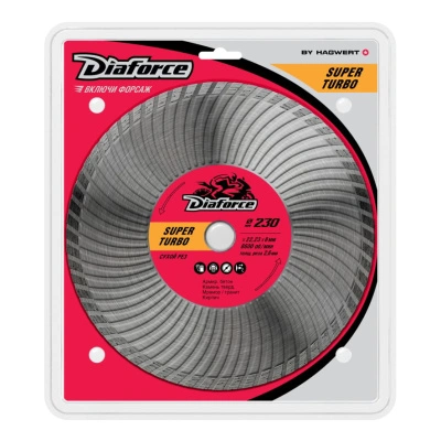 Диск алмазный отрезной по камню сухой рез (230x22,23х8х2,6 мм) Diaforce Super turbo, 502230
