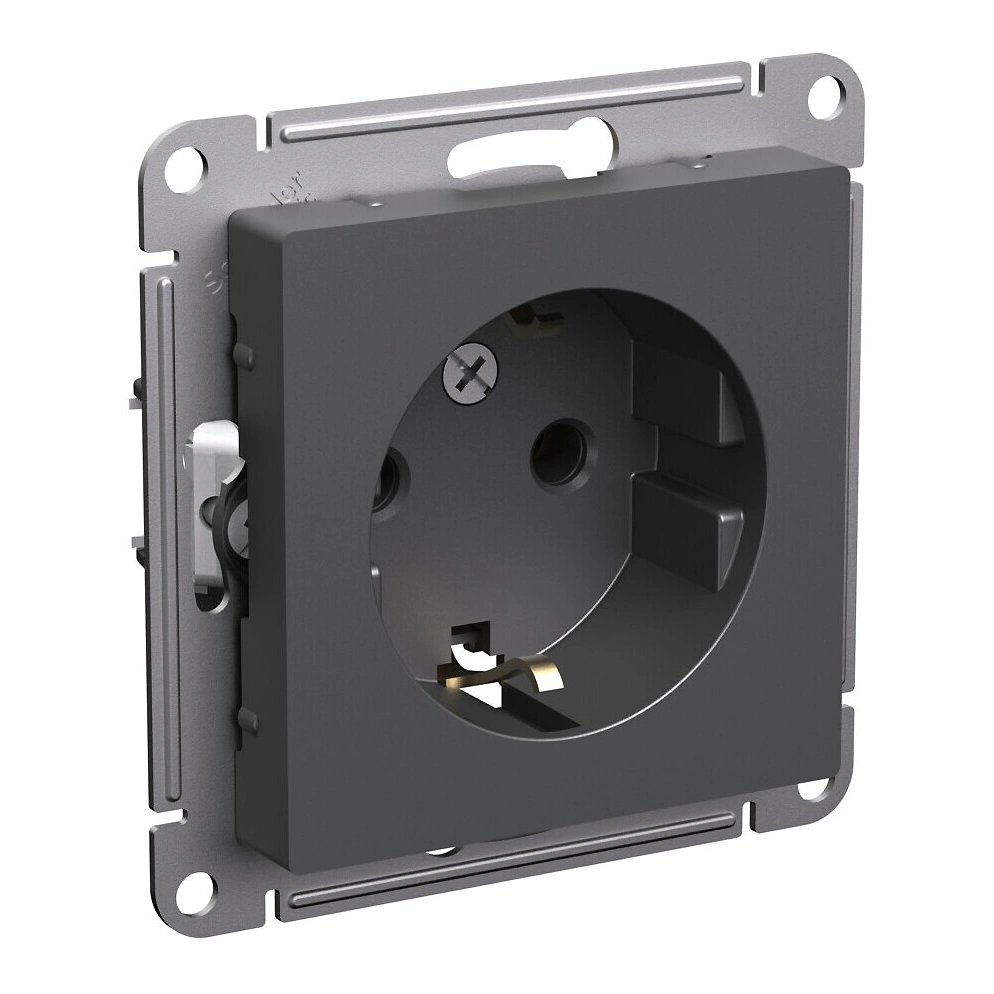 Розетка 2Р+Е с заземлением, базальт Atlas ATN001443 купить в отделе Розетки электрические магазина Экономстрой