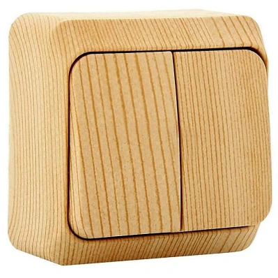 Выключатель 2-х клавишный, открытой установки, с подсветкой, Cосна Этюд, Schneider Electric (BA10-006D)