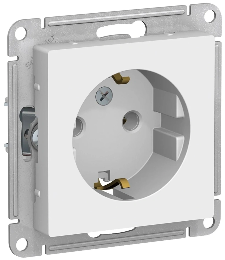 Розетка 2Р+Е с заземлением, белый Atlas ATN000143 купить в отделе Розетки электрические магазина Экономстрой