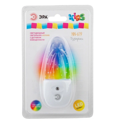 Ночник с фотосенсором "Пузырьки", RGB светодиодный NN-619-LS-W, ЭРА (Б0019103) купить в отделе магазина Экономстрой